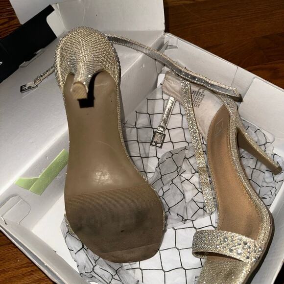 Material Girl Champagne Strappy Heels - Picture 3 of 7